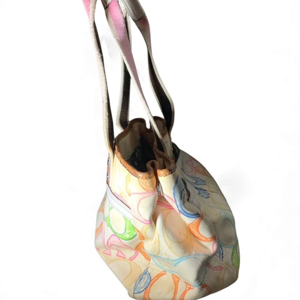 Coach Multicolor Tote with Pink and Blue Accents (item#157) (coach f10674) - Picture 2 of 9
